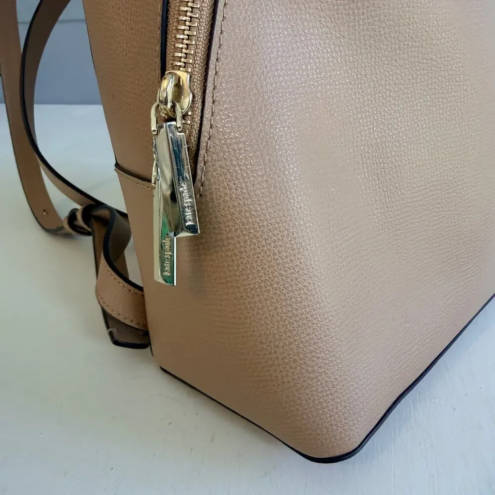 Kate Spade Sylvia Medium Backpack Blush Beige Leather Top Handle Bag
